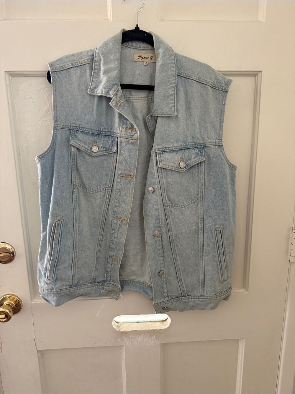 Y2k  Light Blue Denim Vest - Button Front Sleeveless Jacket